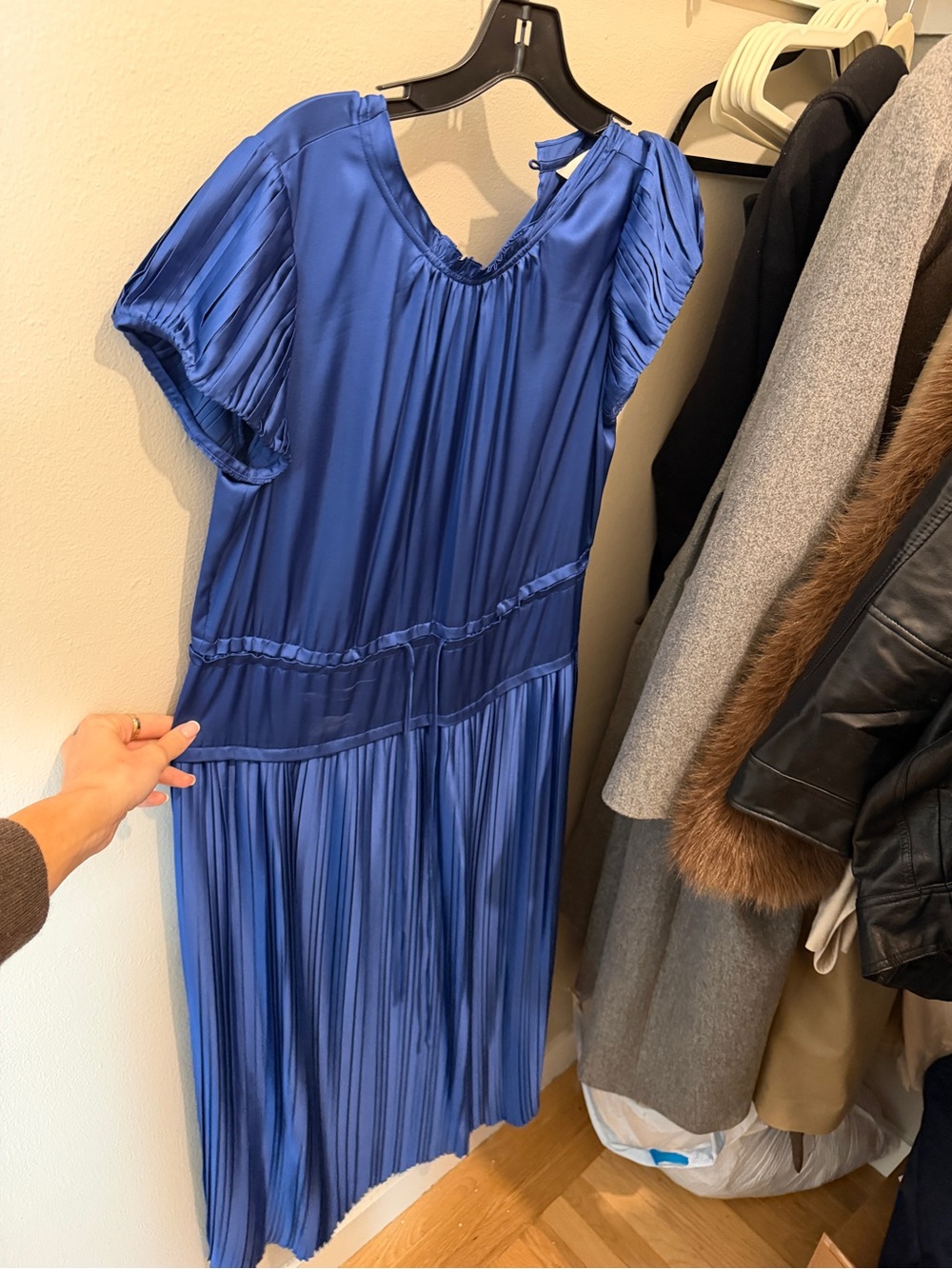 Rebecca Taylor Royal Blue Pleated Midi Dress